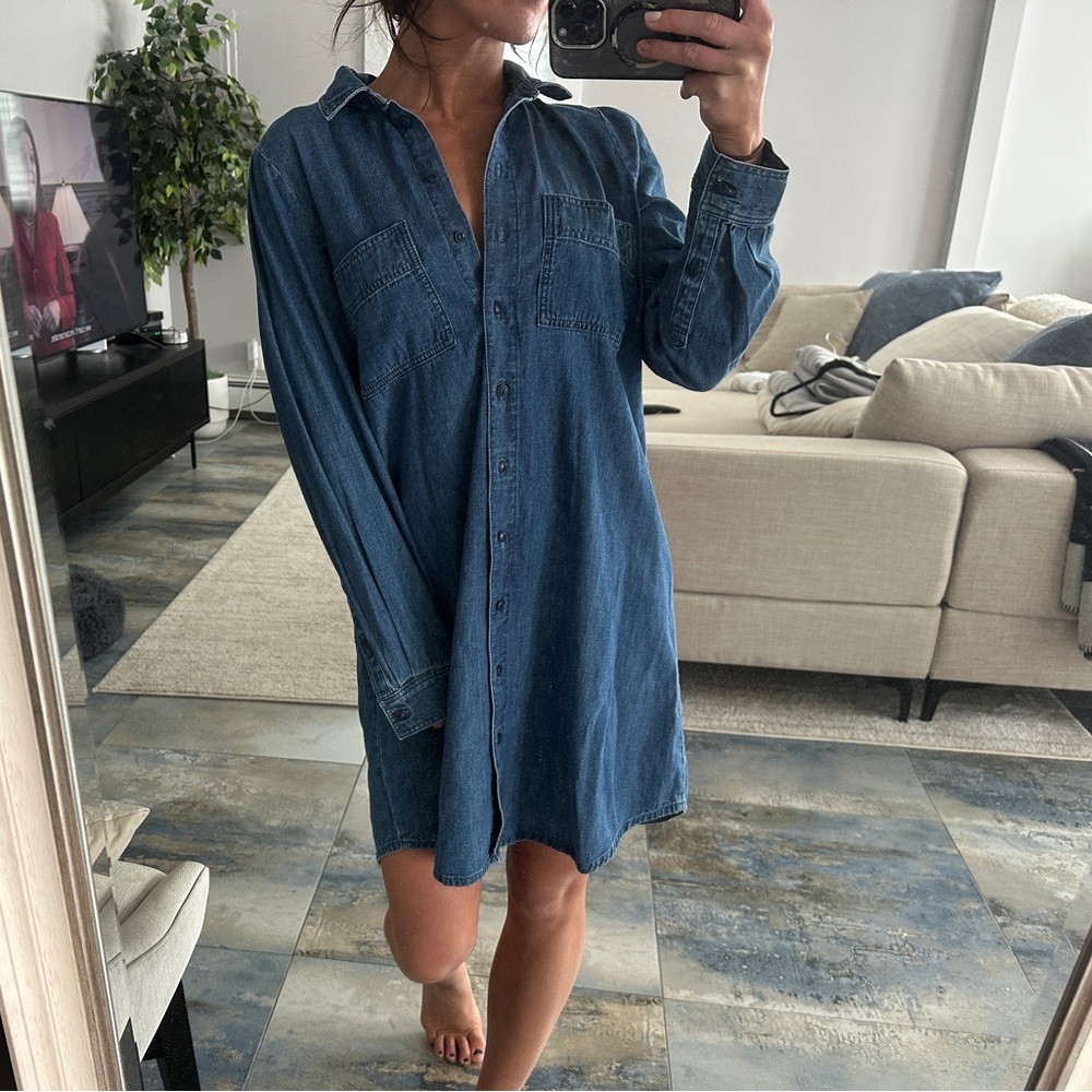 Madewell Denim Puff Sleeve Shirtdress in Harris